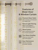 Load image into Gallery viewer, Set of 3 Window Curtains | 2 Geometric Printed + 1 Solid Sheer for Bedroom Living room | Yellow