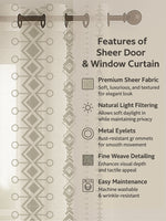 Load image into Gallery viewer, Set of 3 Door Curtains | 2 Geometric Printed + 1 Solid Sheer for Bedroom Living room | Olive