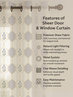 Load image into Gallery viewer, Set of 3 Door Curtains | 2 Geometric Printed + 1 Solid Sheer for Bedroom Living room | Grey