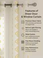 Load image into Gallery viewer, Set of 3 Door Curtains | 2 Geometric Printed + 1 Solid Sheer for Bedroom Living room | Yellow