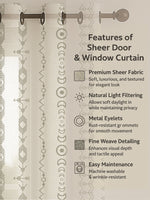 Load image into Gallery viewer, Set of 3 Door Curtains | 2 Geometric Printed + 1 Solid Sheer for Bedroom Living room | Yellow