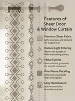 Load image into Gallery viewer, Set of 3 Window Curtains | 2 Geometric Printed + 1 Solid Sheer for Bedroom Living room | Grey