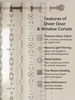Load image into Gallery viewer, Set of 3 Window Curtains | 2 Geometric Printed + 1 Solid Sheer for Bedroom Living room | Grey