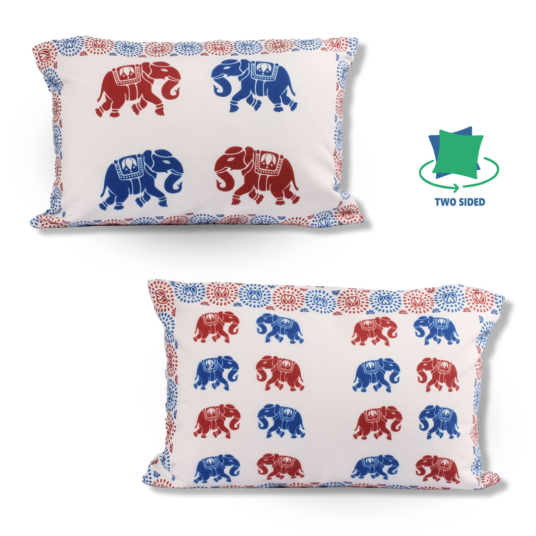 Both Side Block Print Elephant Cushion Cover Set of 2 ( 12 X 18 Inches )