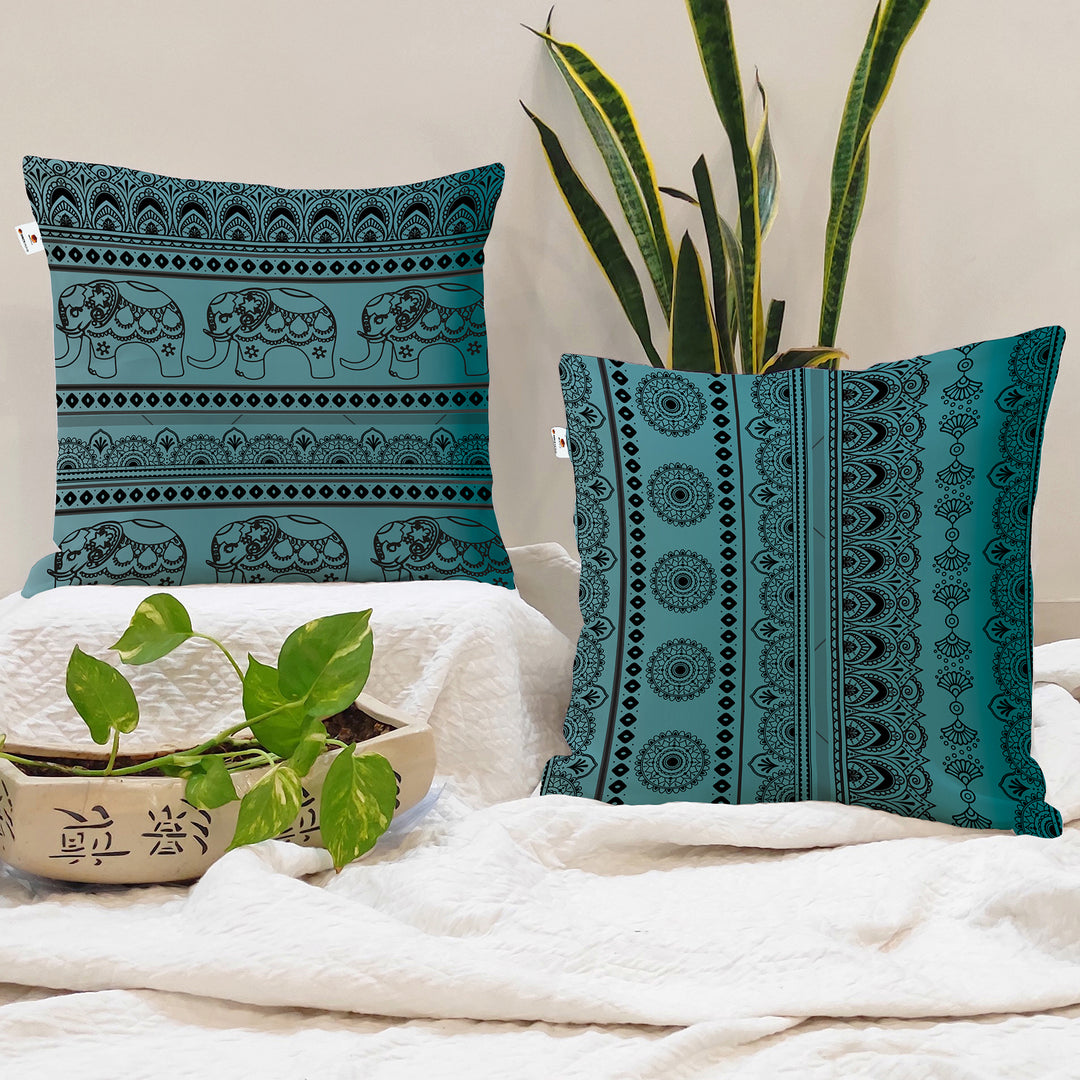 Soft Touch Luxurious Printed Cotton Canvas Cushion Cover Set of 2