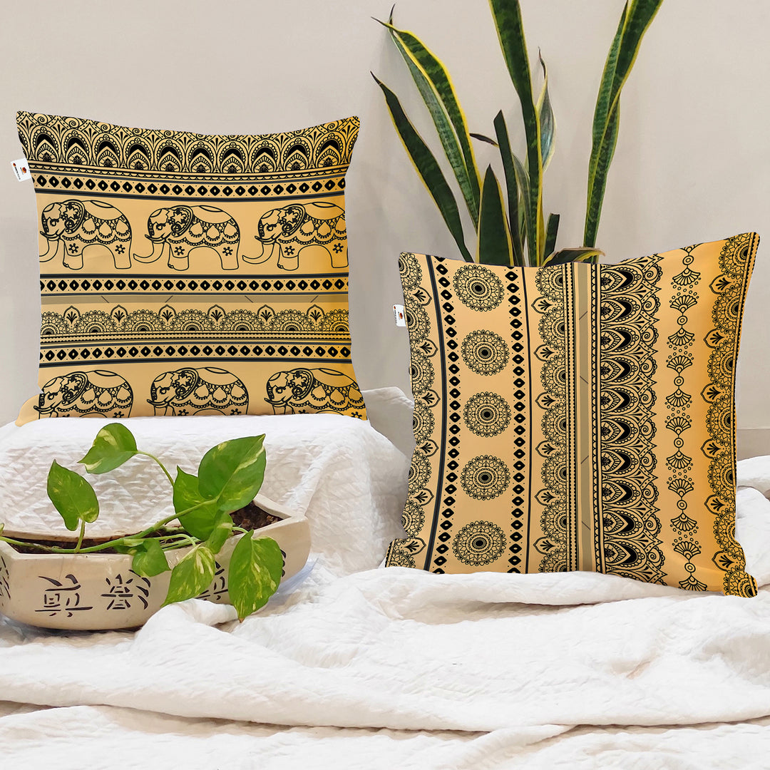 Soft Touch Luxurious Printed Cotton Canvas Cushion Cover Set of 2