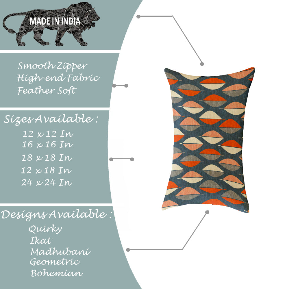 Soft Touch Luxurious Ethnic Printed Cotton Canvas Rectangular Cushion Cover Set of 2