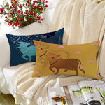 Load image into Gallery viewer, Cow Printed Cotton Canvas Rectangular Cushion Cover Set of 2