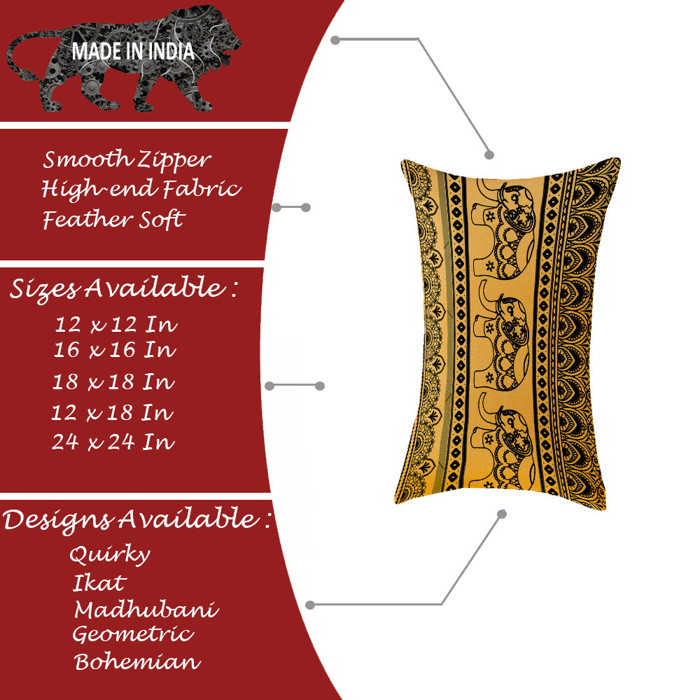 Soft Touch Luxurious Printed Cotton Canvas Rectangular Cushion Cover Set of 2