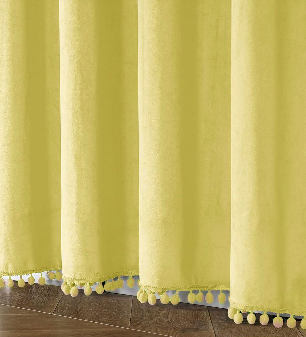 Smooth Textured Velvet Curtains, Premium & Elegant Door Curtains with Tieback and Eyelets (Beige)
