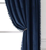 Load image into Gallery viewer, Smooth Textured Velvet Curtains, Premium & Elegant Door Curtains with Tieback and Eyelets (Blue)