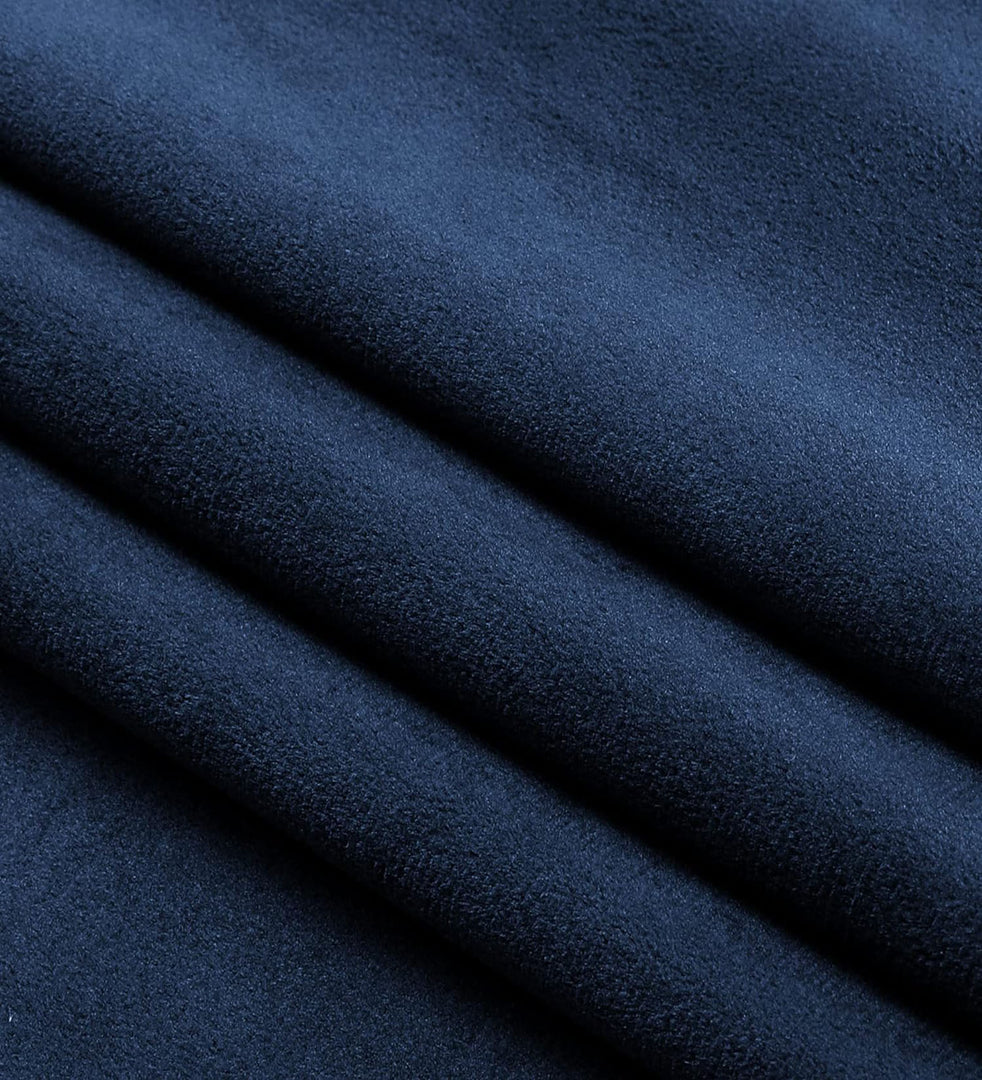 Smooth Textured Velvet Curtains, Premium & Elegant Door Curtains with Tieback and Eyelets (Blue)