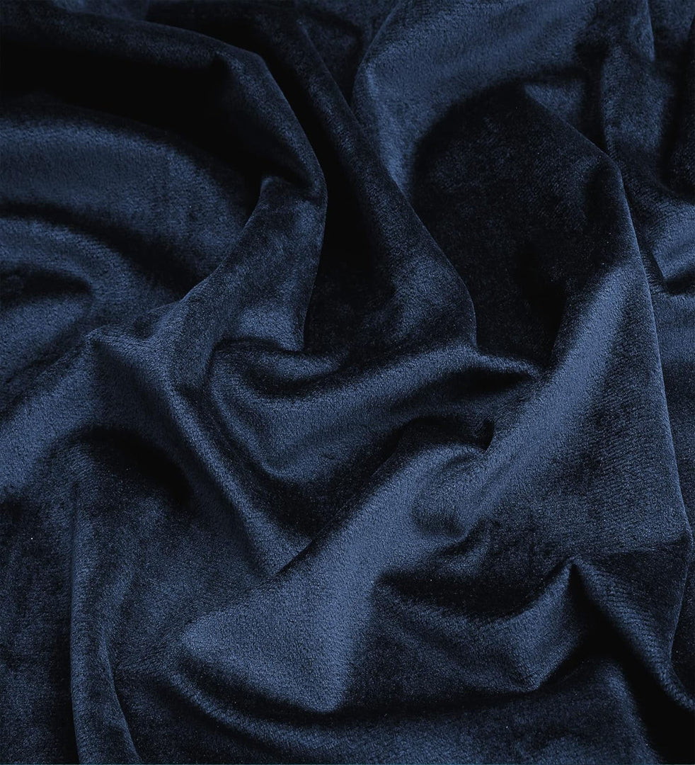 Smooth Textured Velvet Curtains, Premium & Elegant Door Curtains with Tieback and Eyelets (Blue)