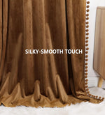 Load image into Gallery viewer, Smooth Textured Velvet Curtains, Premium & Elegant Door Curtains with Tieback and Eyelets (Brown)