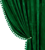 Load image into Gallery viewer, Smooth Textured Velvet Curtains, Premium & Elegant Door Curtains with Tieback and Eyelets (Green)