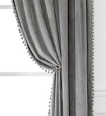 Load image into Gallery viewer, Smooth Textured Velvet Curtains, Premium & Elegant Door Curtains with Tieback and Eyelets (Grey)