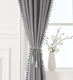 Load image into Gallery viewer, Smooth Textured Velvet Curtains, Premium & Elegant Door Curtains with Tieback and Eyelets (Grey)