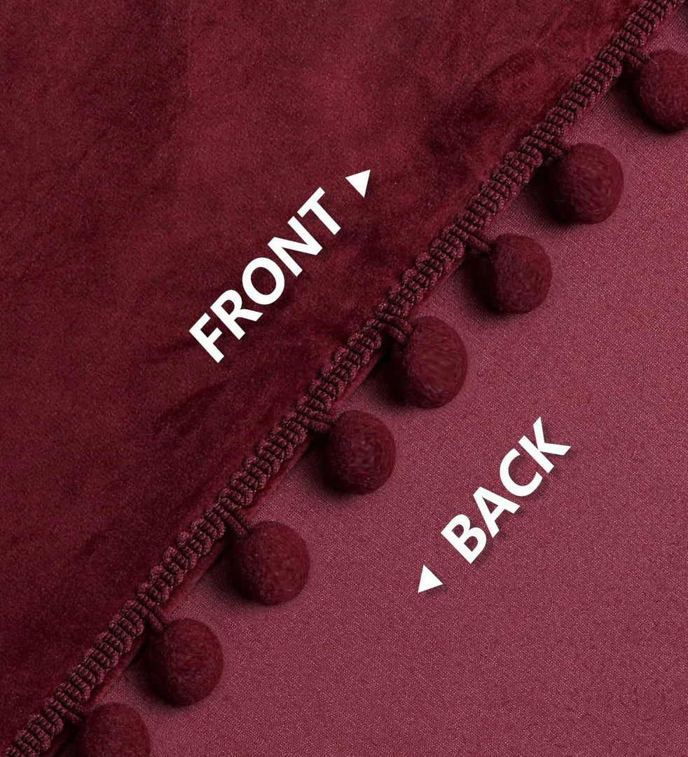 Smooth Textured Velvet Curtains, Premium & Elegant Door Curtains with Tieback and Eyelets (Maroon)