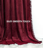 Load image into Gallery viewer, Smooth Textured Velvet Curtains, Premium & Elegant Door Curtains with Tieback and Eyelets (Maroon)