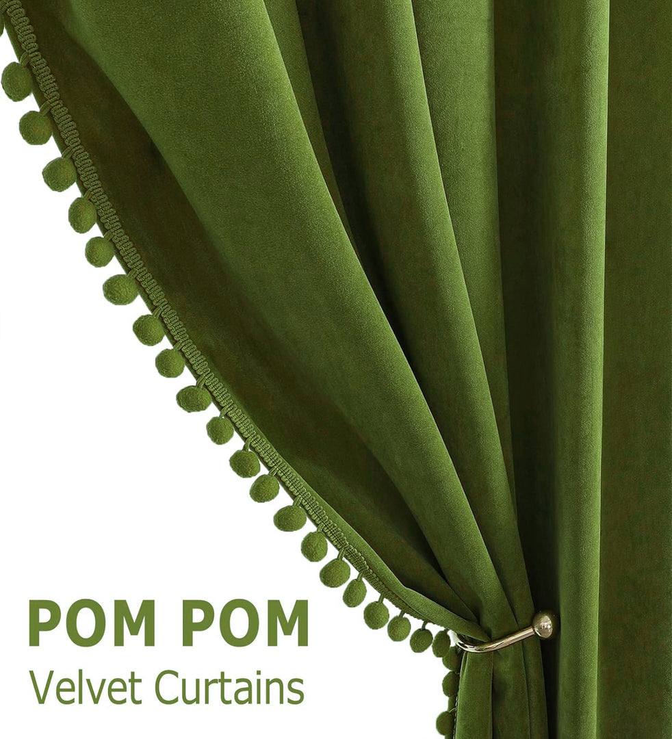 Smooth Textured Velvet Curtains, Premium & Elegant Door Curtains with Tieback and Eyelets (Mehndi)