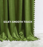Load image into Gallery viewer, Smooth Textured Velvet Curtains, Premium & Elegant Door Curtains with Tieback and Eyelets (Mehndi)