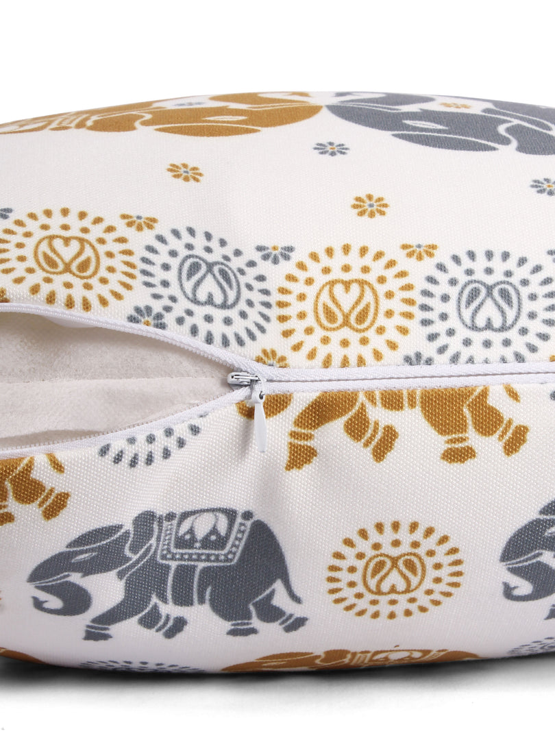 Both Side Block Print Elephant Cushion Cover Set of 2 ( 12 X 18 Inches )
