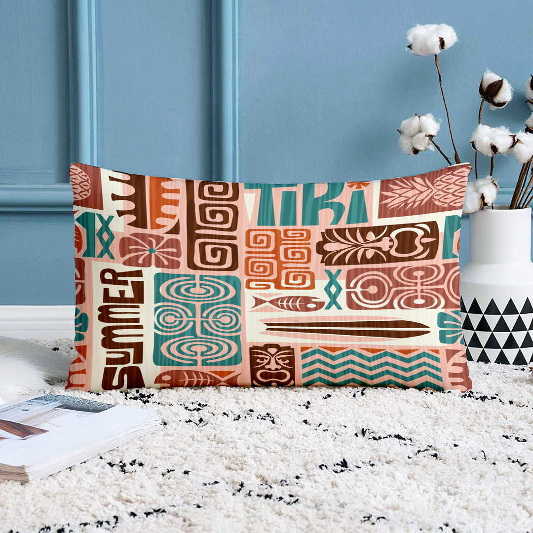 Soft Touch Luxurious Ethnic Printed Cotton Canvas Rectangular Cushion Cover Set of 2