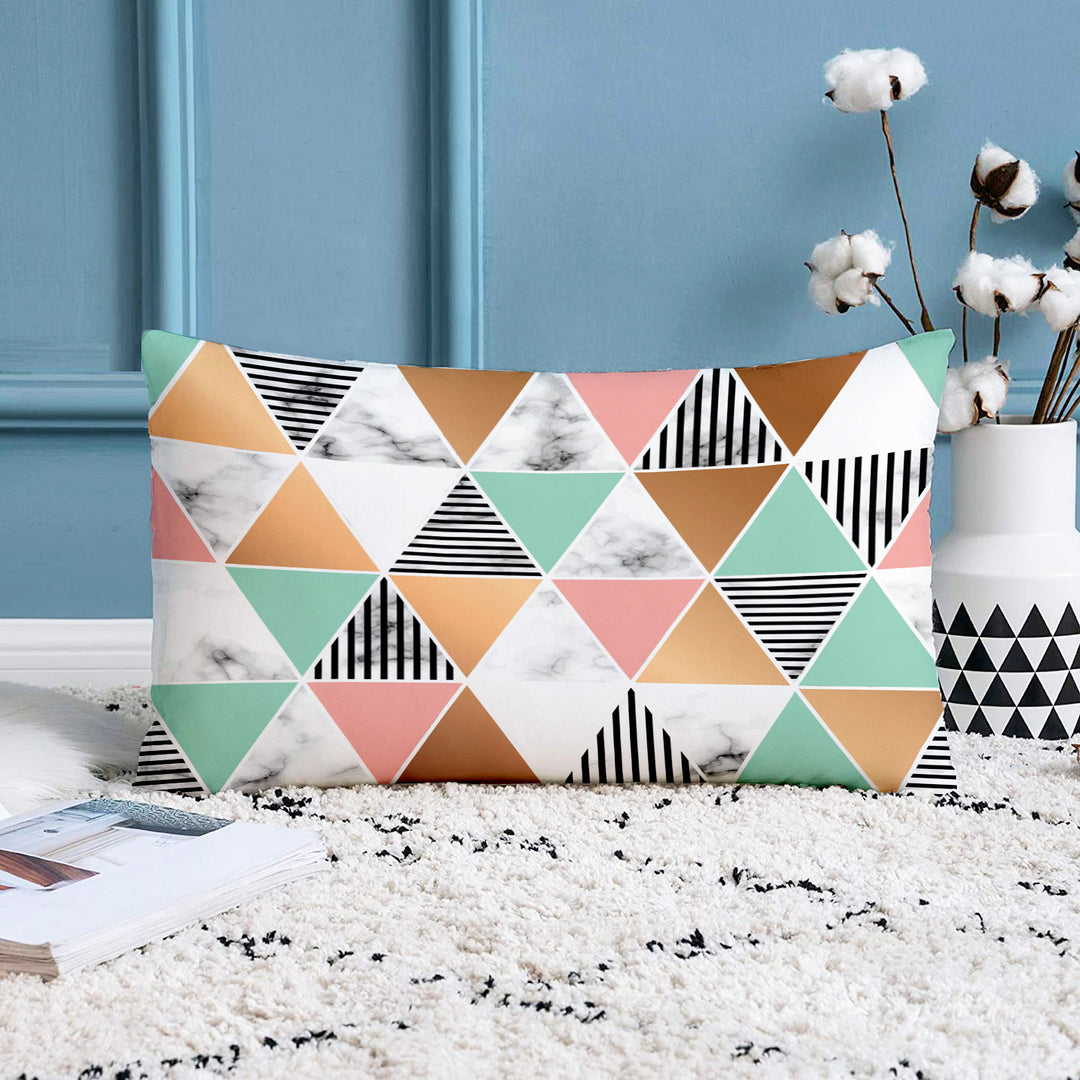Geometrical Printed Cotton Canvas Rectangular Cushion Cover Set of 2