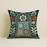 Load image into Gallery viewer, Satin Rajasthani Haveli Door & Floral Arch Design Cushion Covers| 16x16 Inches | Set of 2