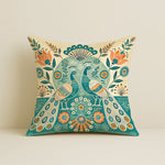 Load image into Gallery viewer, Satin Cushion Covers with Twin Peacock & Floral Motif | 16x16 Inches | Set of 5