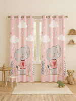 Load image into Gallery viewer, Kids Velvet Curtain | Elephant Love print | 7 feet | Set of 2