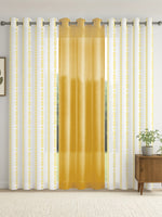 Load image into Gallery viewer, Set of 3 Door Curtains | 2 Geometric Printed + 1 Solid Sheer for Bedroom Living room | Yellow