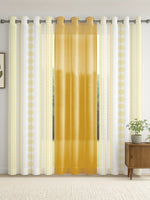 Load image into Gallery viewer, Set of 3 Door Curtains | 2 Geometric Printed + 1 Solid Sheer for Bedroom Living room | Yellow