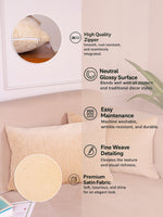 Load image into Gallery viewer, Chenille Cushion Covers Set of 2 – 12x18 Inches Soft Velvet-Feel Textured Covers for Sofa, Couch, Bed, Living Room, Home, Office & Lounge Decor – Durable & Machine Washable (Light Beige)