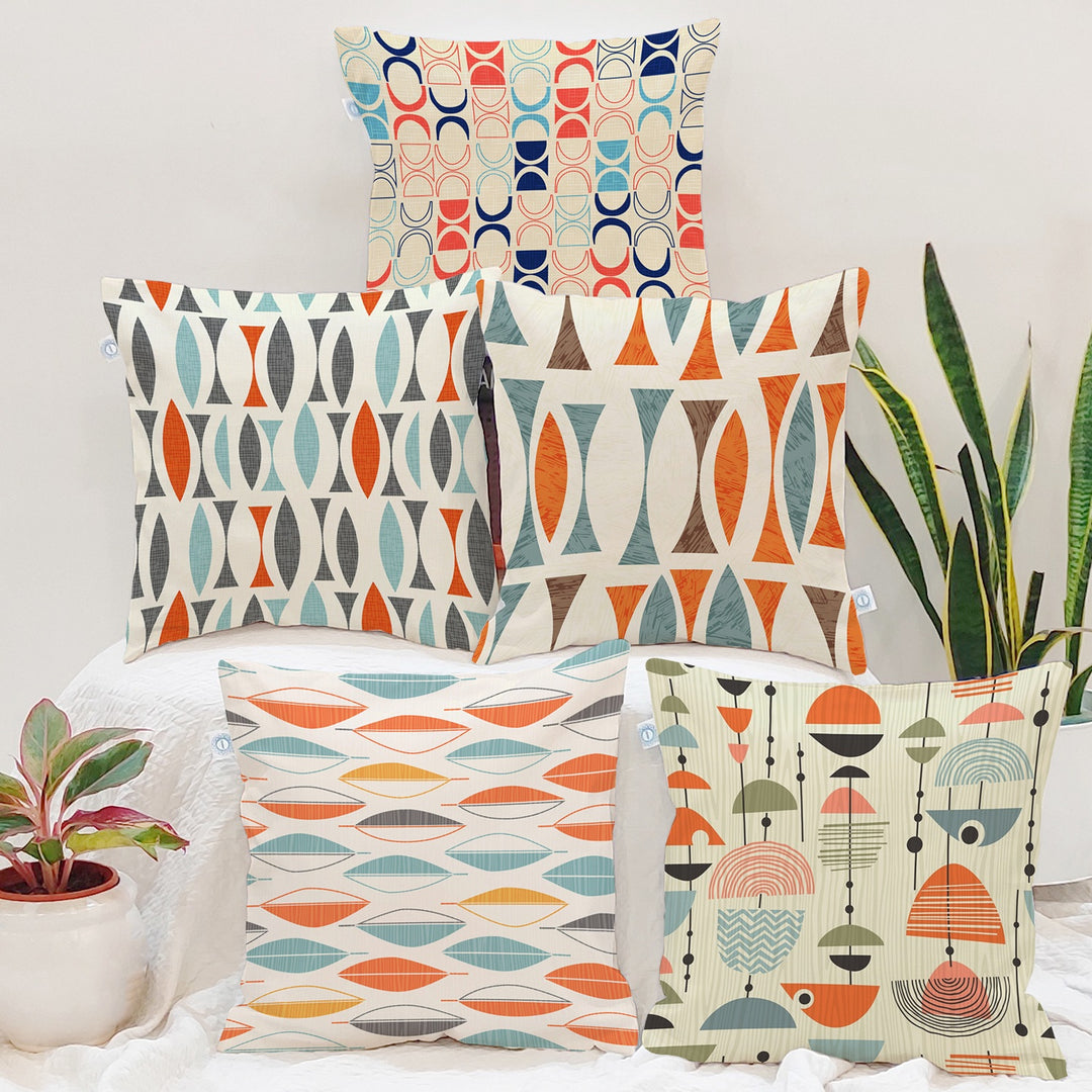Soft Touch Luxurious Printed Cotton Canvas Cushion Cover Set of 5