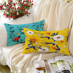 Load image into Gallery viewer, Soft Touch Luxurious Printed Floral Cotton Canvas Rectangular Cushion Cover Set of 2