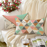 Load image into Gallery viewer, Geometrical Printed Cotton Canvas Rectangular Cushion Cover Set of 2