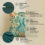 Load image into Gallery viewer, Satin Cushion Covers with Twin Peacock & Floral Motif | 24x24 Inches | Set of 2