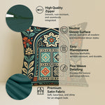 Load image into Gallery viewer, Satin Rajasthani Haveli Door & Floral Arch Design Cushion Covers| 16x16 Inches | Set of 5