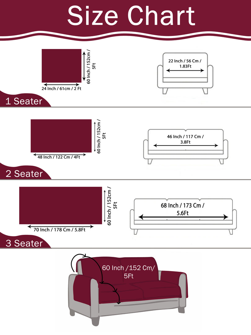Red Jacquard 3-Seater Sofa Cover