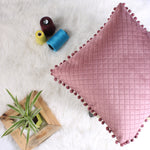 Load image into Gallery viewer, Both Side with PomPom Quilted Velvet Cushion Cover (Set of 2), Peach