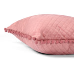 Load image into Gallery viewer, Both Side with PomPom Quilted Velvet Rectangular Cushion Cover (Set of 2), Peach