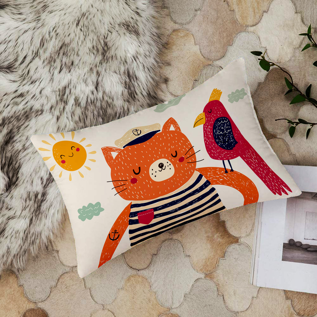 Animal Printed Rectangular Cotton Canvas Decorative Cushion Cover , Set of 2