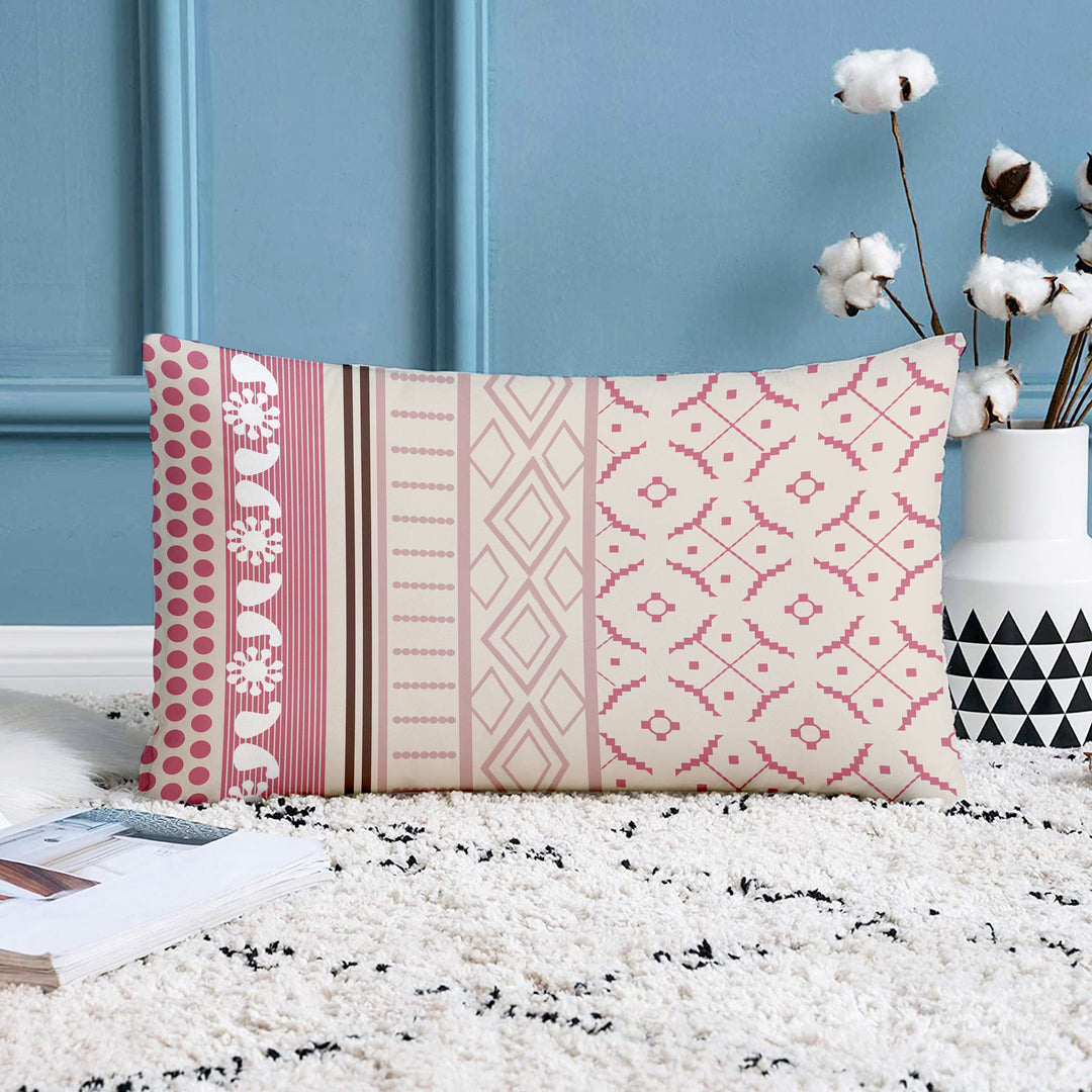 Geometrical Printed Canvas Cotton Rectangular Cushion Covers, Set of 2