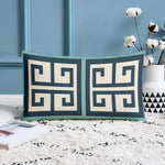 Load image into Gallery viewer, Geometrical Printed Canvas Cotton Rectangular Cushion Covers, Set of 2 (12 x 18 Inches)