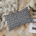 Load image into Gallery viewer, Geometric Black and White Printed Canvas Cotton Rectangular Cushion Cover, Set of 2 ( 12 x 18 Inches )