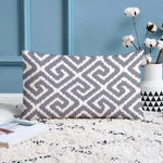 Load image into Gallery viewer, Geometrical Ikat Ethnic Printed Canvas Cotton Rectangular Cushion Covers, Set of 2 (12 x 18 Inches)