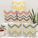 Load image into Gallery viewer, Yellow Geometrical Printed Canvas Cotton Cushion Covers, Set of 5