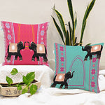 Load image into Gallery viewer, Elephant Printed Cotton Canvas Cushion Covers, Set of 2