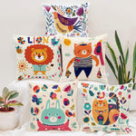Load image into Gallery viewer, Animal Printed Cotton Canvas Decorative Cushion Cover , Set of 5
